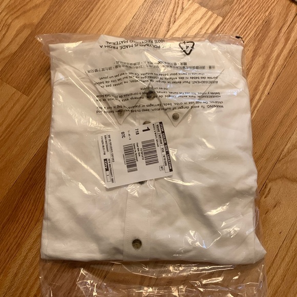 Madewell oversized button-up shirt in Oxford NWT XXS white tortoiseshell buttons - Picture 3 of 4